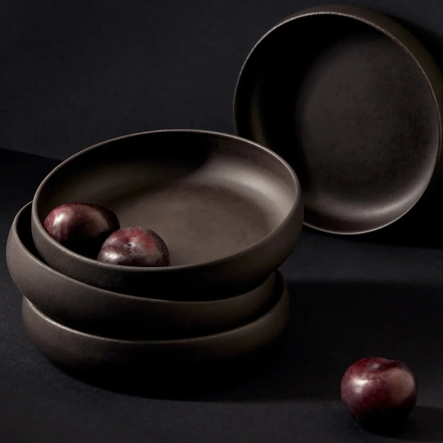 Set of 4 Tunisian Pasta Bowls - Matte Black