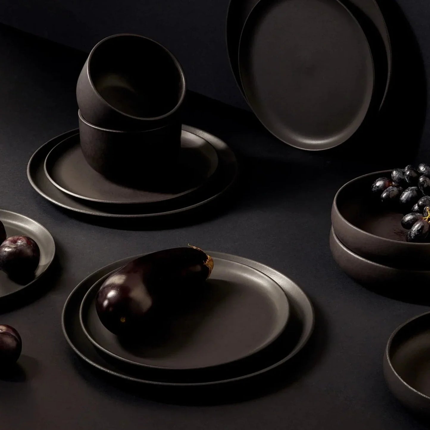 Set of 4 Tunisian Pasta Bowls - Matte Black