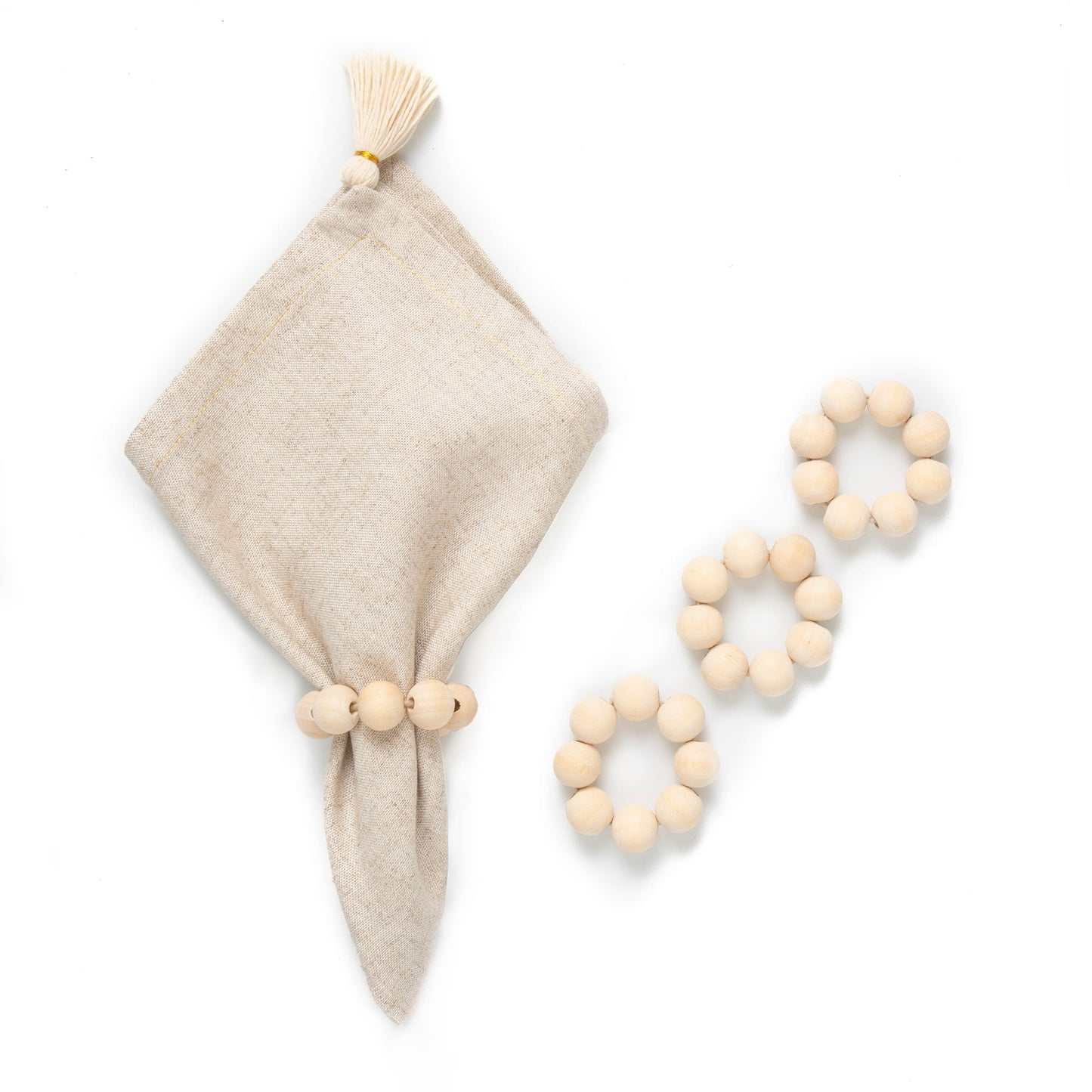 Wooden Spheres Napkin Ring - Set of 4