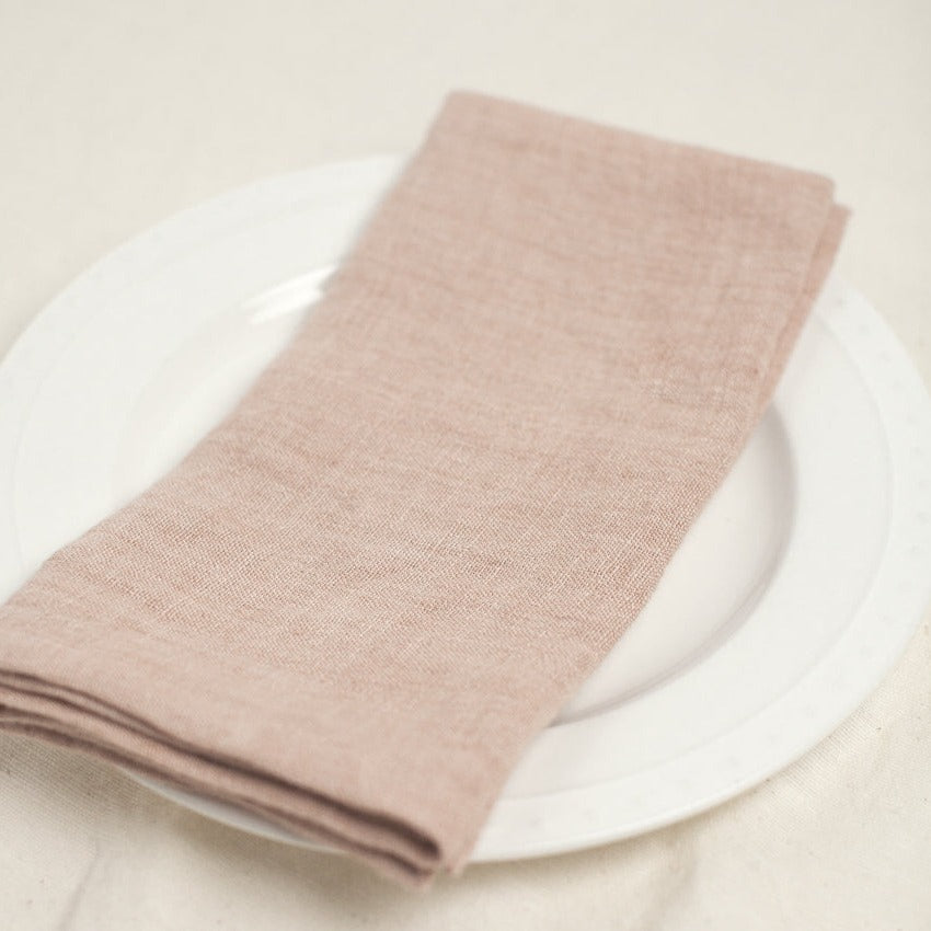 Stone Washed Linen Napkins, Blush - Set of 4