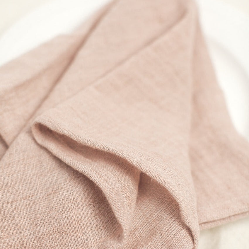 Stone Washed Linen Napkins, Blush - Set of 4