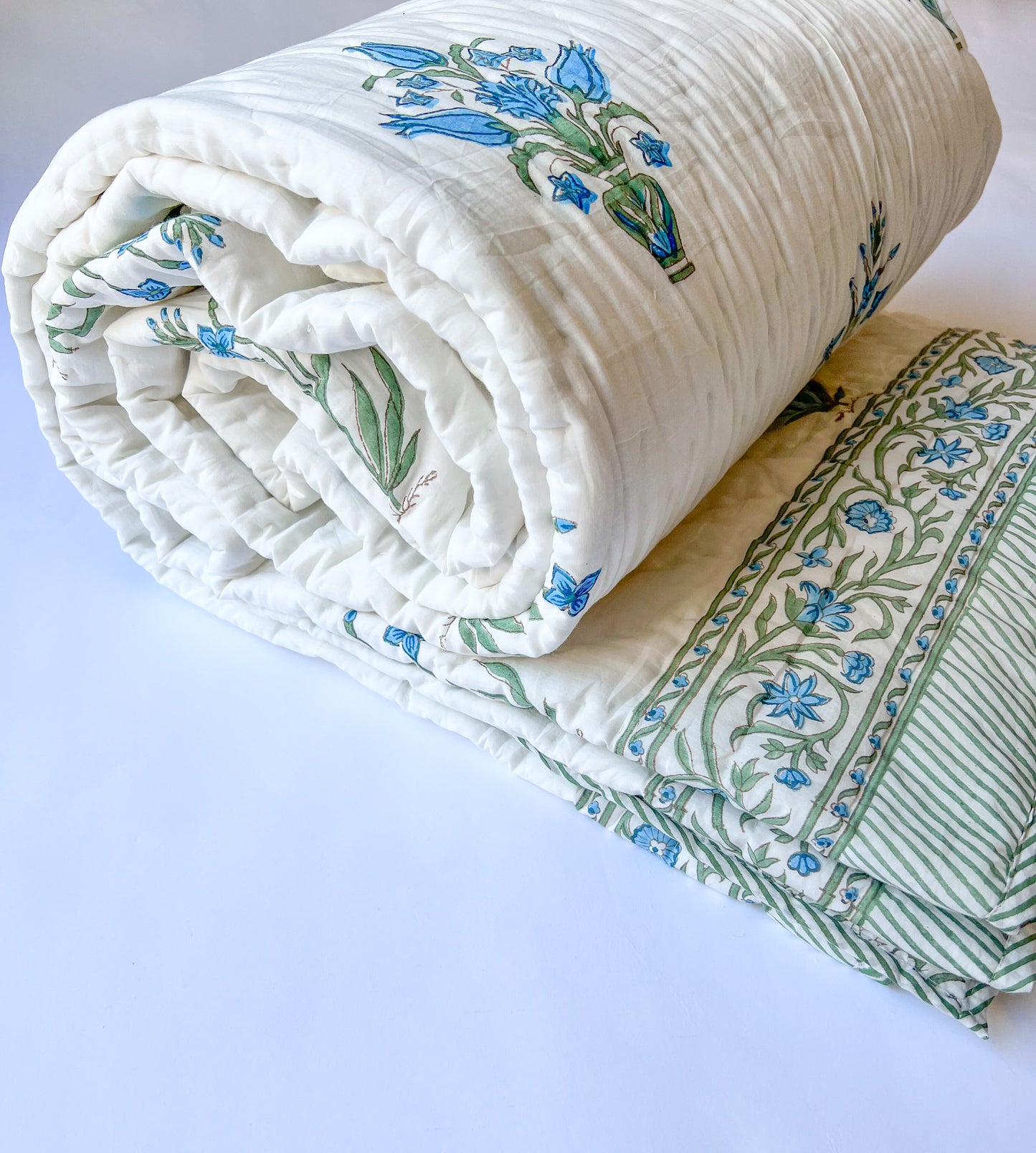 Hand Block Printed Reversible Quilt