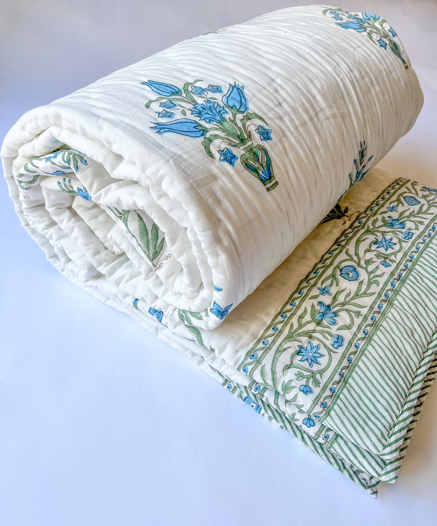 Hand Block Printed Reversible Quilt
