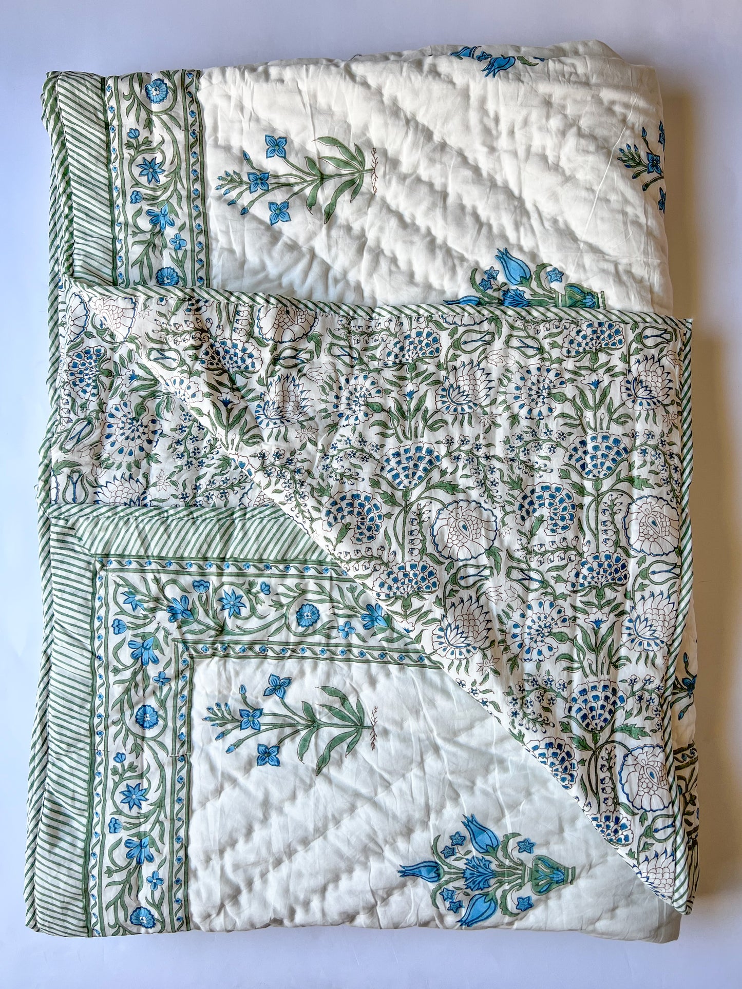 Hand Block Printed Reversible Quilt