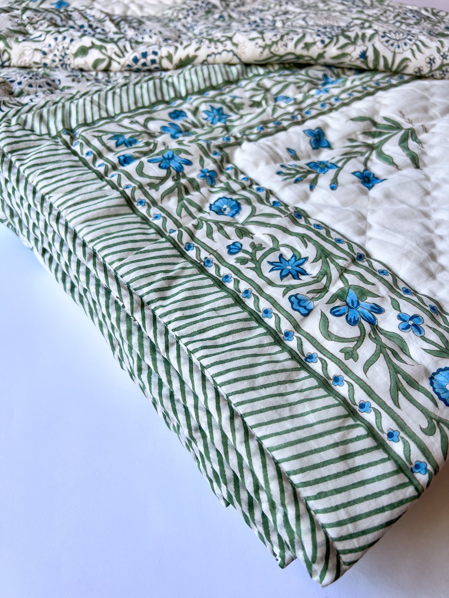 Hand Block Printed Reversible Quilt