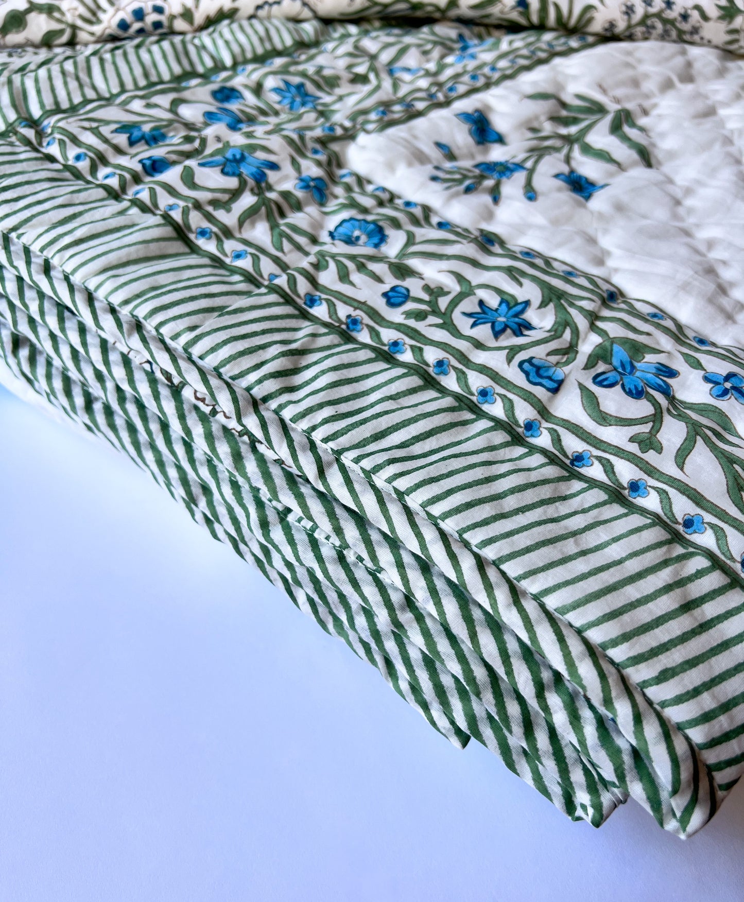 Hand Block Printed Reversible Quilt