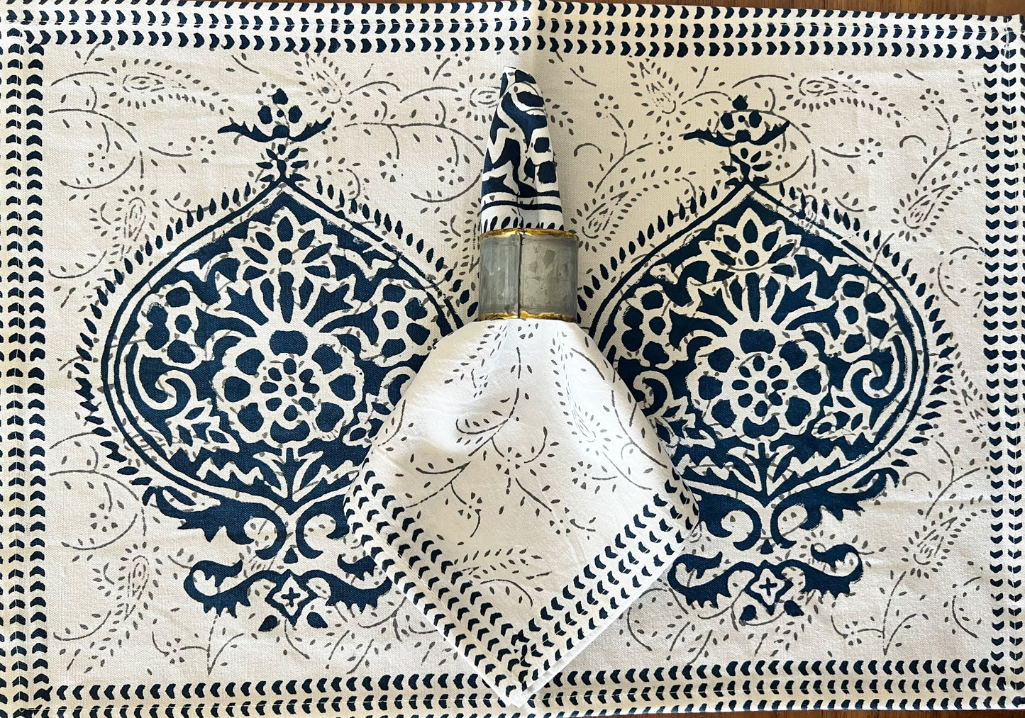 Hand Block Printed 6 Placemat & 6 Napkin Set