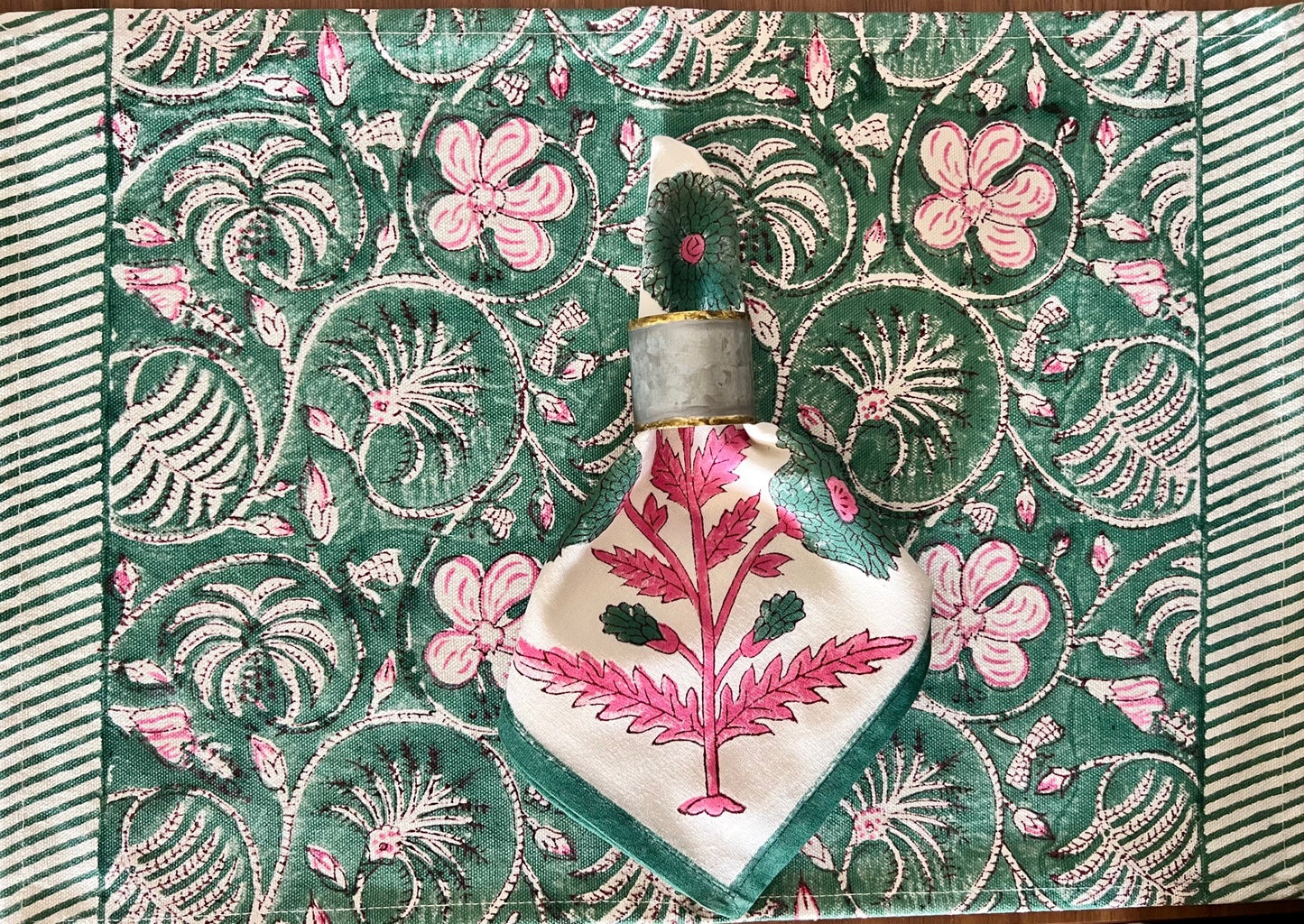 Hand Block Printed 6 Placemat & 6 Napkin Set