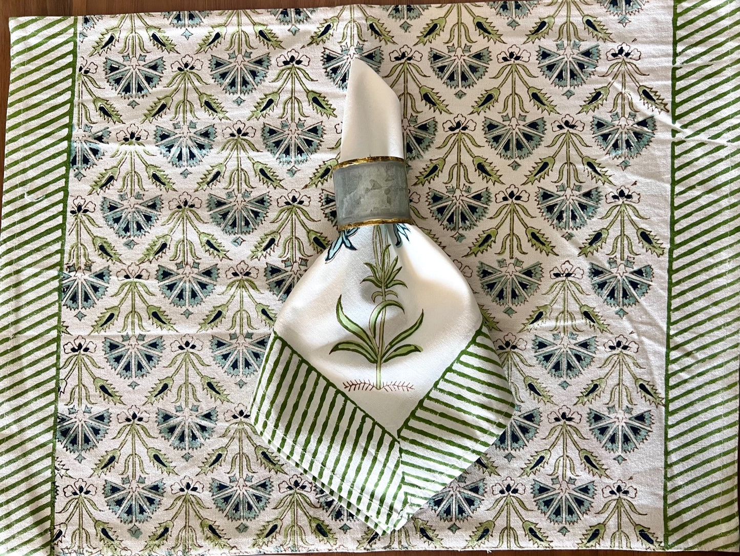 Hand Block Printed 6 Placemat & 6 Napkin Set