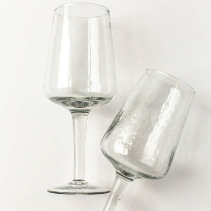 Handblown Hammered Wine Glasses, Clear - set of 4