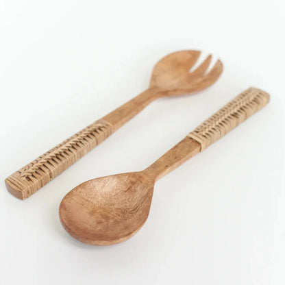 Braided Mango Wood Salad Servers