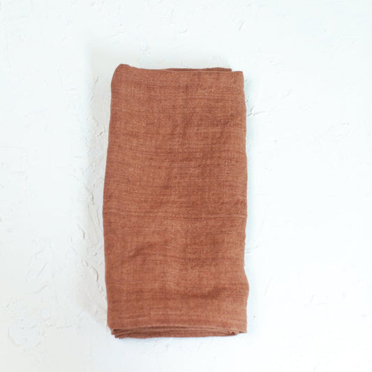 Stone Washed Linen Napkins, Terracotta - Set of 4