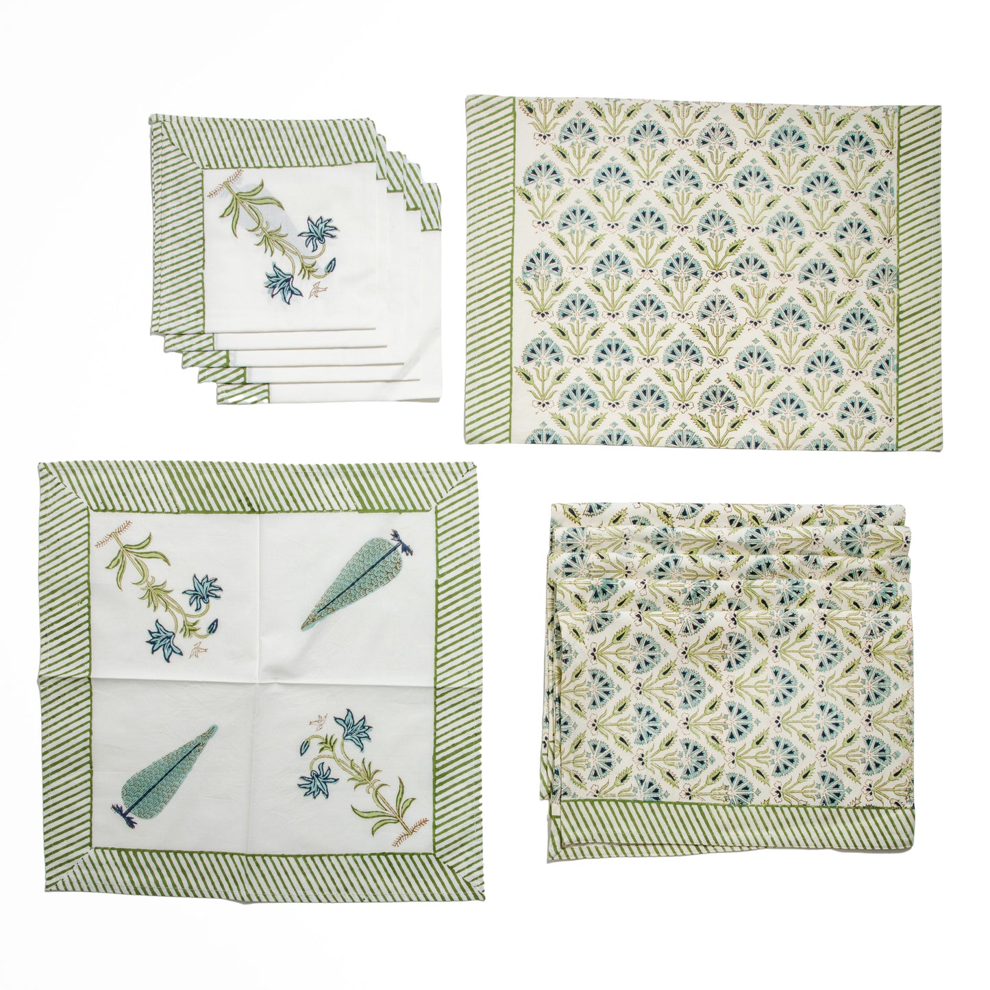 Hand Block Printed 6 Placemat & 6 Napkin Set